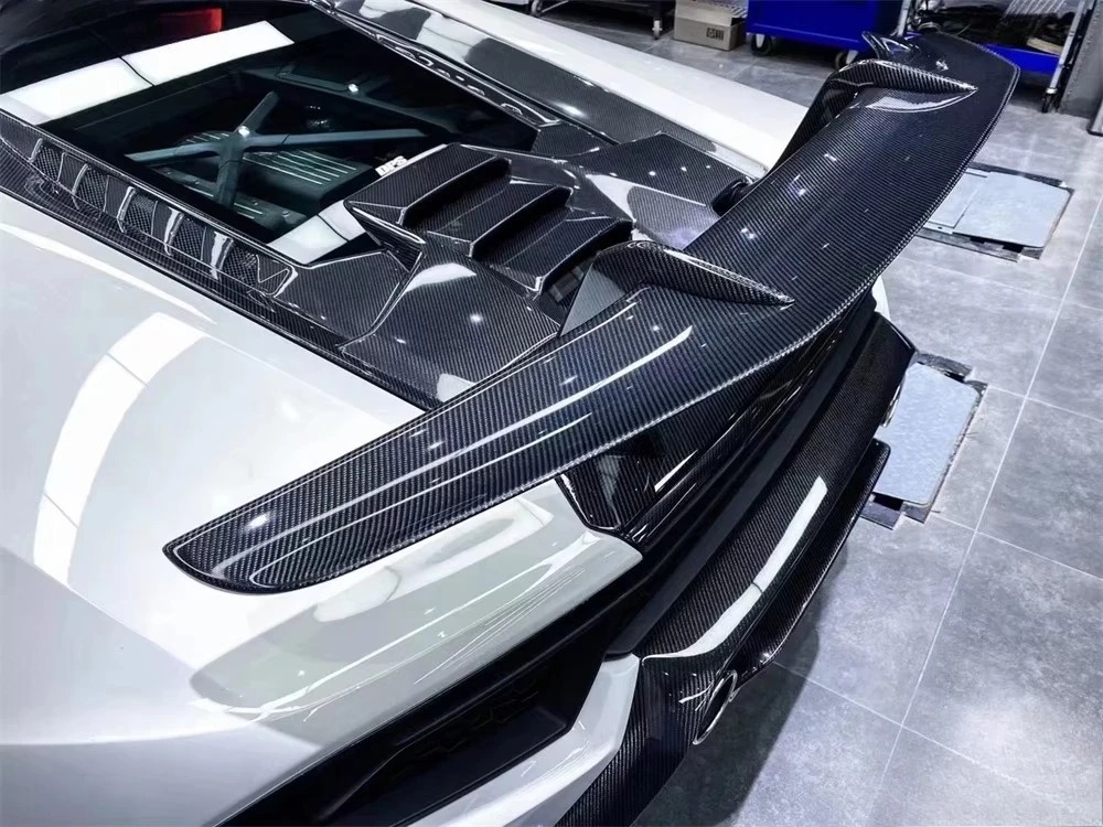P Style Forged Carbon Fiber Rear Spoiler for Huracan EVO Carbon Fiber Tail Wing + Deck Lid for LP610 LP580